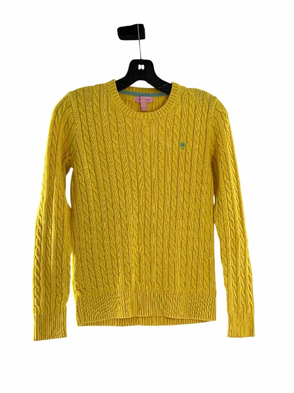Lilly Pulitzer Size S Yellow Sweater Collared Crew Neck Turtle Neck
