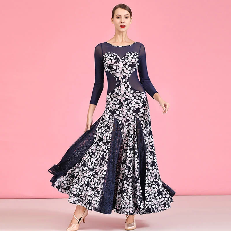 3/4 Length Sleeve Flared Long Dress