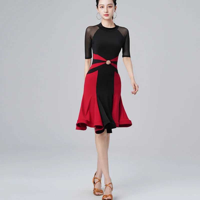 Patchwork Mesh Latin Dance Dress