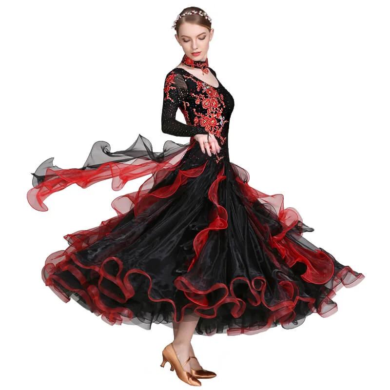 Ball Gown Long Ballroom Dress with Embroidery