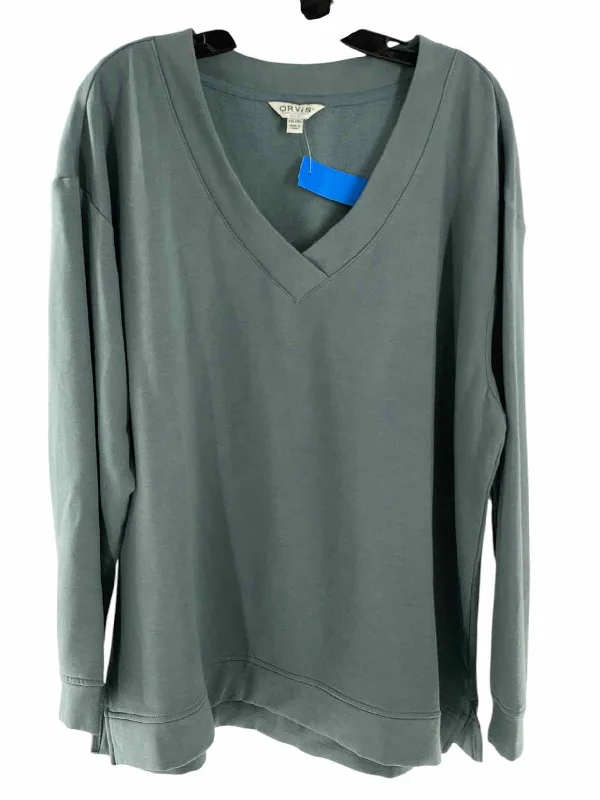 Orvis Size XXL Blue Sweater Open Front Closed Front Wrap Front