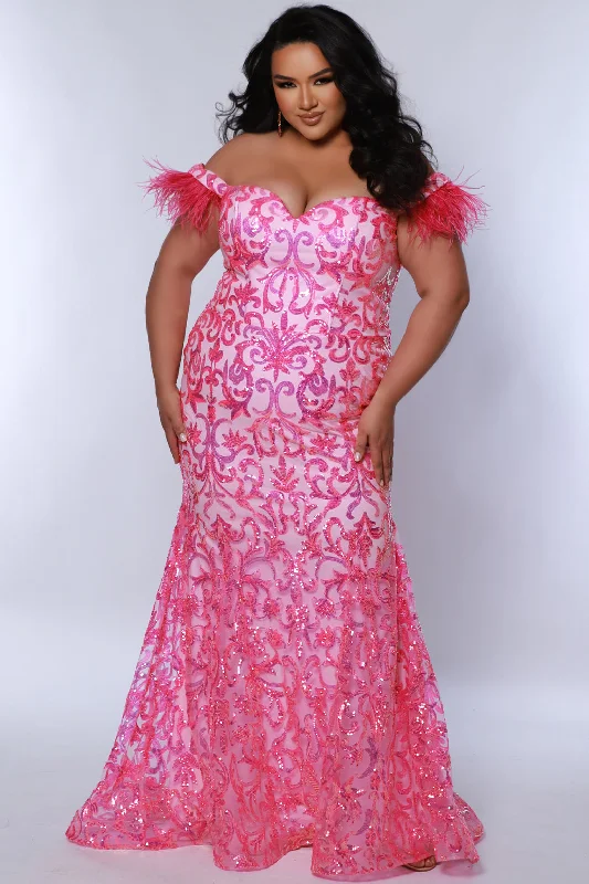 Sydneys Closet TE2403 Plus Size Prom Fitted Long Formal Sequin Dress