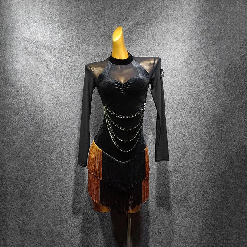 Round Neck On-trend Latin Dress with Tassels