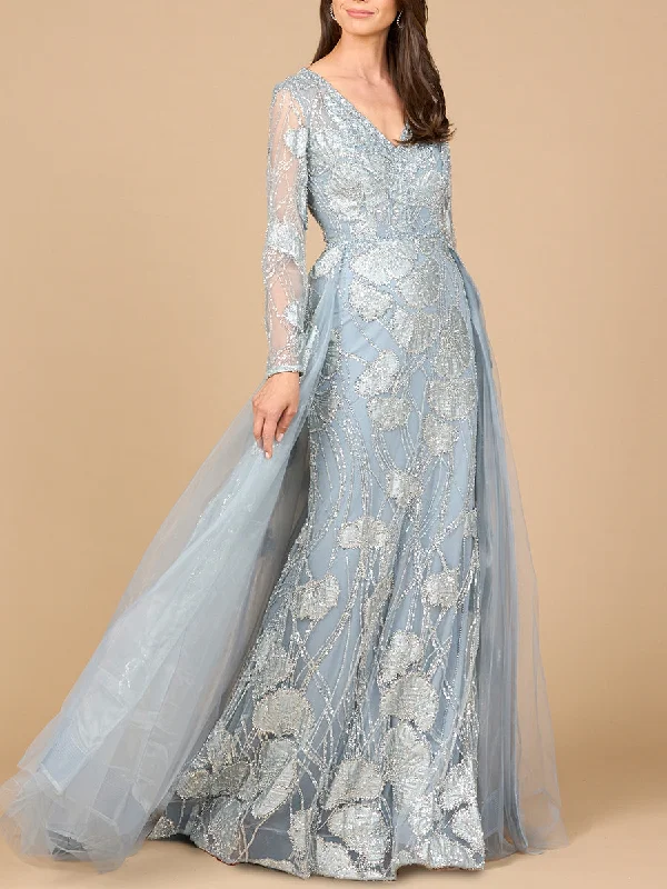 Lara Dresses 28946 Fitted Lace Long Overskirt Formal Evening Dress