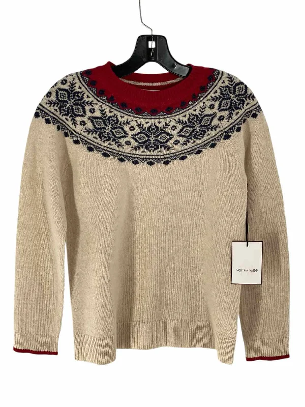 Tabitha Webb Size S Beige navy Sweater Glossy Satin Silk