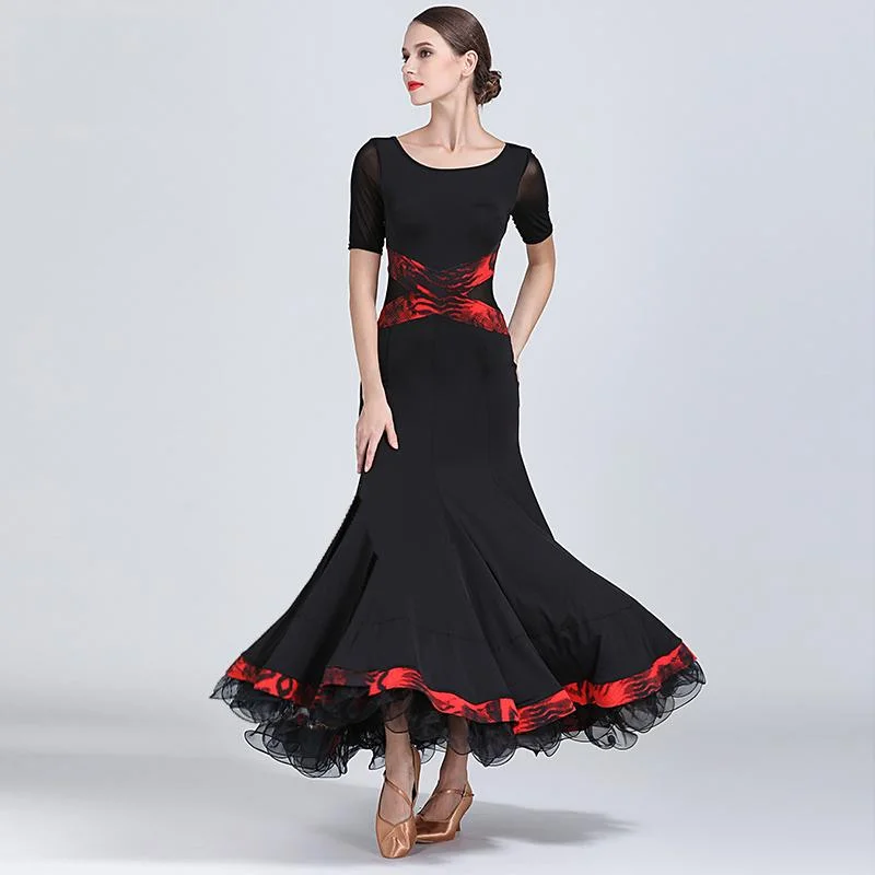 Ball Gown Boat Neck Sheer Sleeve Dress