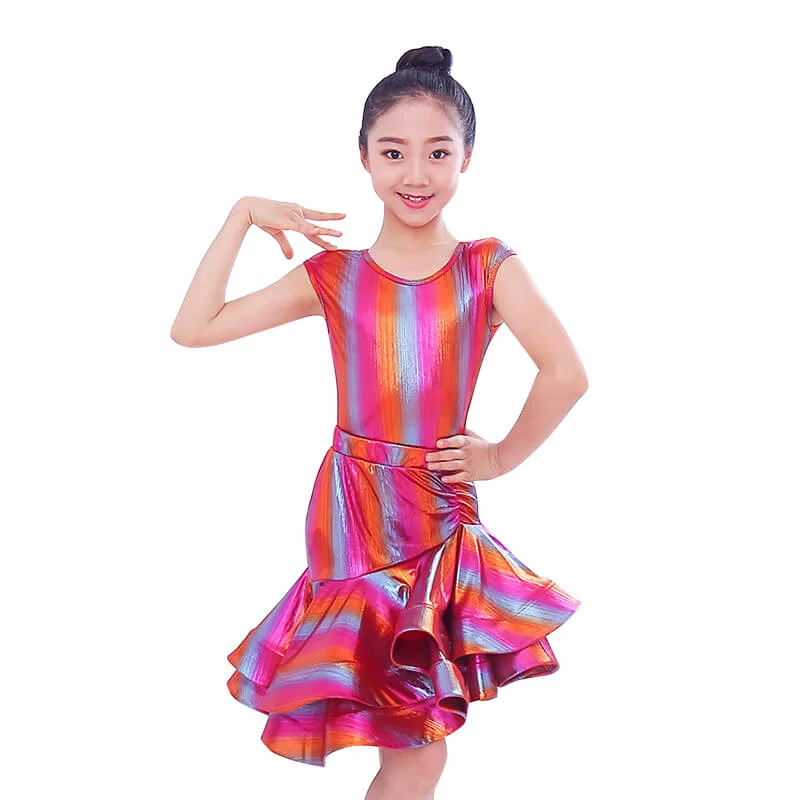 Asymmetric Short Latin Dress with Ruffles