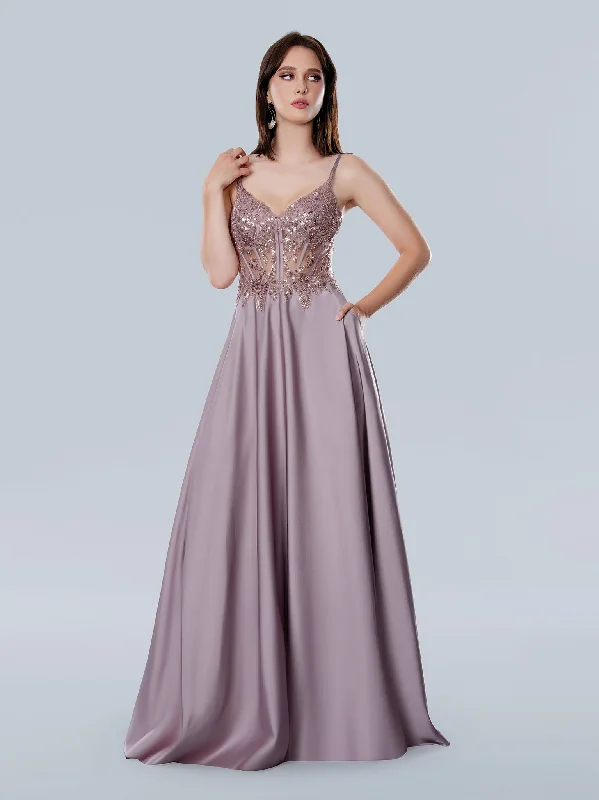 Stella Couture 25159 A Line Long Corset Formal Sequin Prom Dress