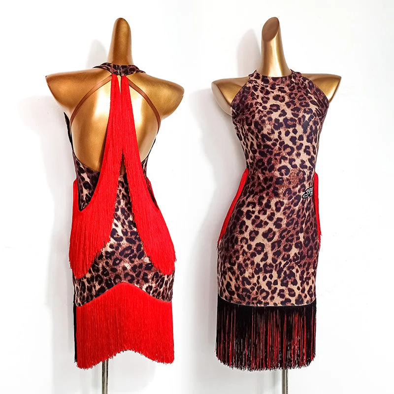 Open Back Fringe Latin Dance Dress