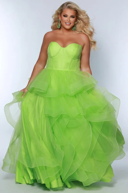 Sydneys Closet TE2420 Plus Size Long Ball Gown Corset Prom Dress