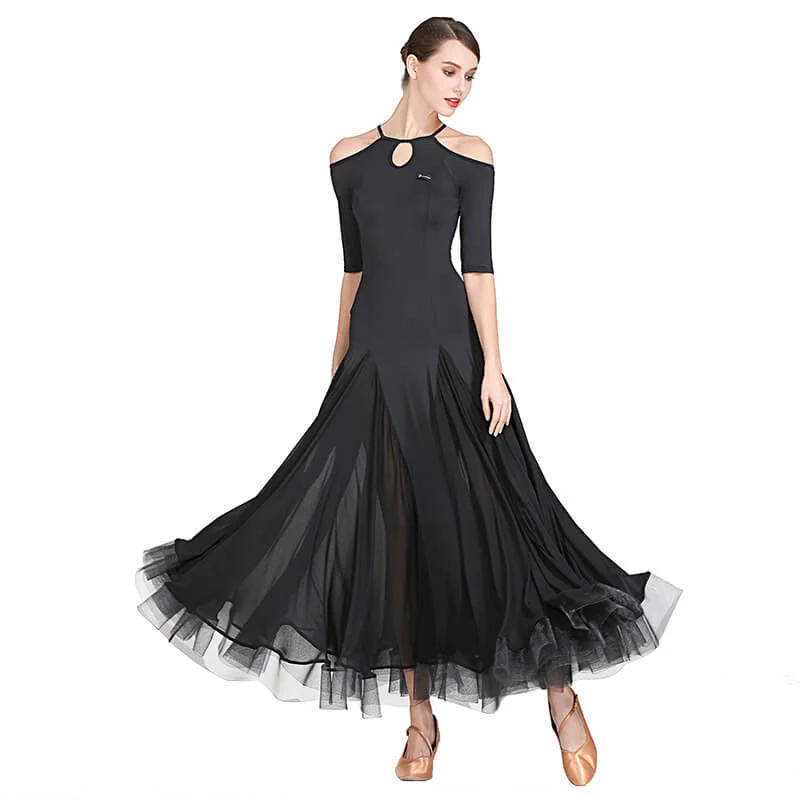 Ball Gown Collarless Half Sleeve Dress