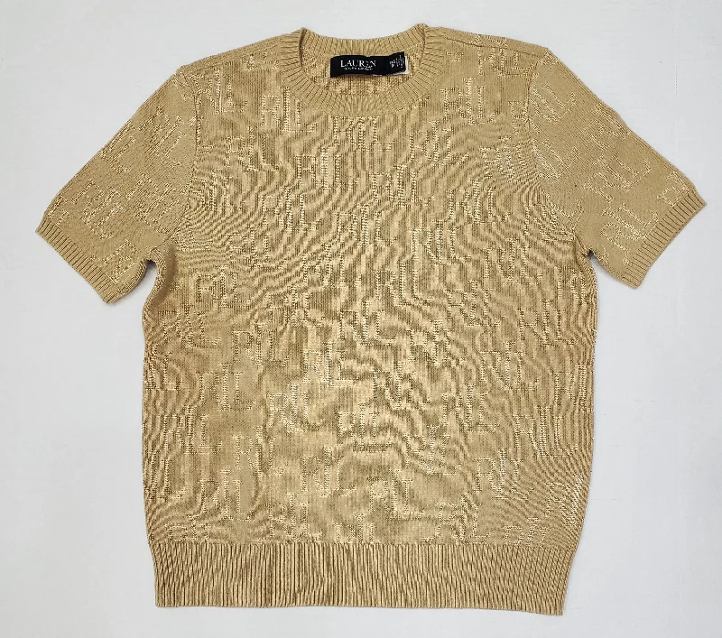 Women's Polo Ralph Lauren Tan S/S Knitted Sweater Shirt Terry Terry Cloth Terry Knit Women's Polo Ralph Lauren Tan S/S Knitted Sweater Shirt Terry Terry Cloth Terry Knit