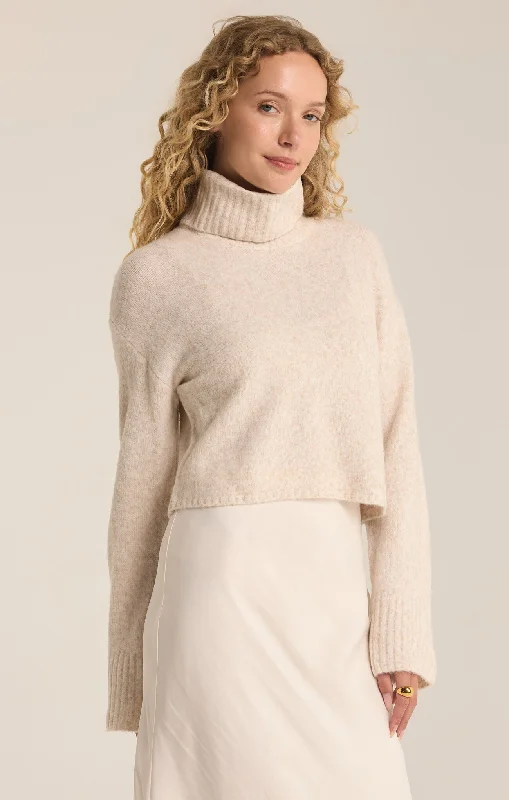 Ursa Sweater Top - Light Oatmeal Heather Seamless Knitted Crochet