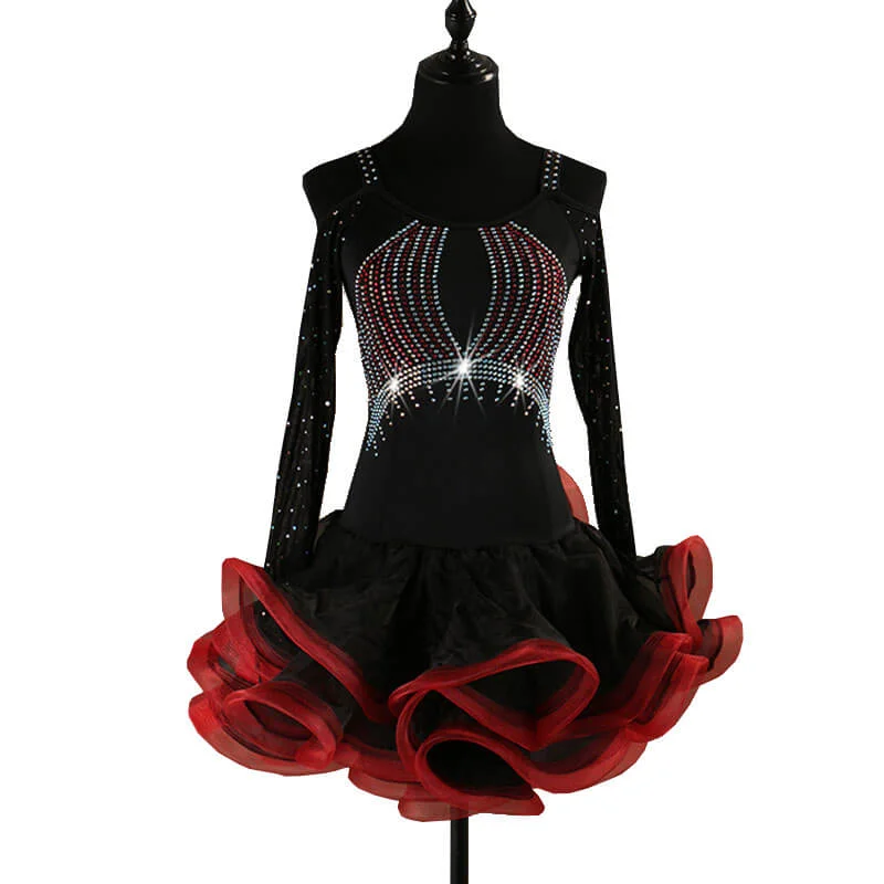 Asymmetric Short Latin Dress with Beading
