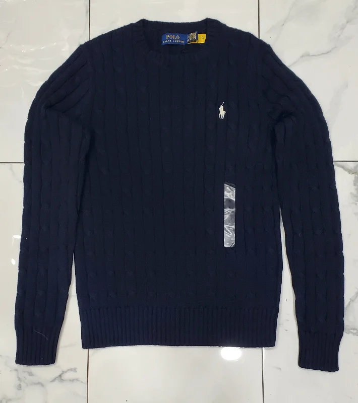 Nwt Polo Ralph Lauren Women's Navy Cable Knit Small Pony Cotton Sweater Iron Safe Non-Iron Wrinkle Free Nwt Polo Ralph Lauren Women's Navy Cable Knit Small Pony Cotton Sweater Iron Safe Non-Iron Wrinkle Free