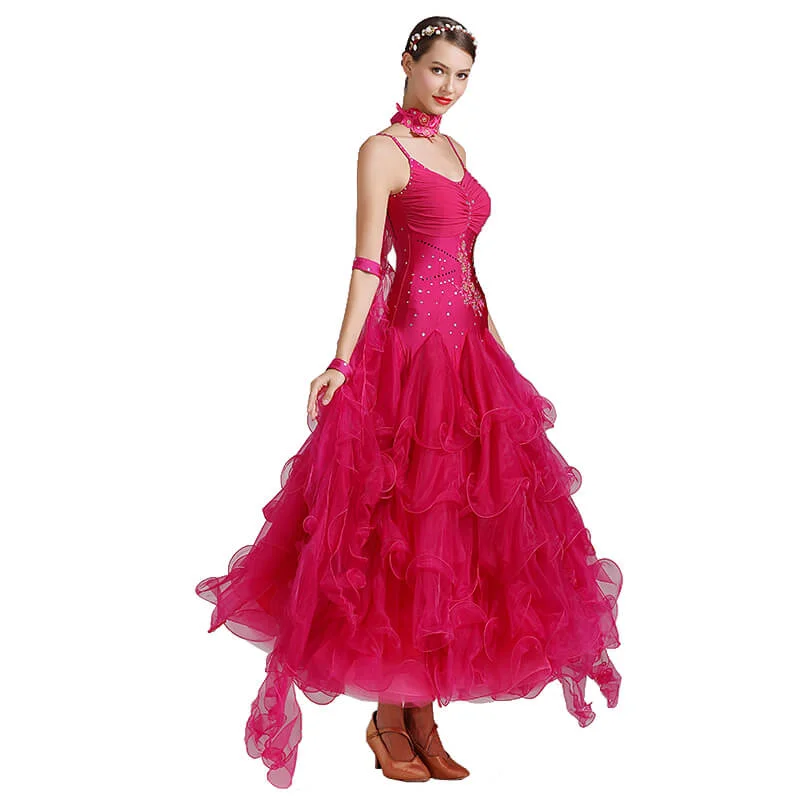 Ball Gown Long Ballroom Dress with Glitter