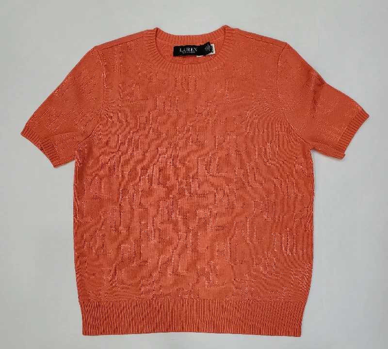 Women's Polo Ralph Lauren Orange S/S Knitted Sweater Shirt Stretchy Elastic Breathable Women's Polo Ralph Lauren Orange S/S Knitted Sweater Shirt Stretchy Elastic Breathable