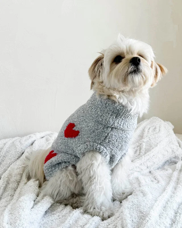 Red Hearts Fuzzy Pet Sweater Rayon Fabric Velvet Fabric Corduroy Fabric
