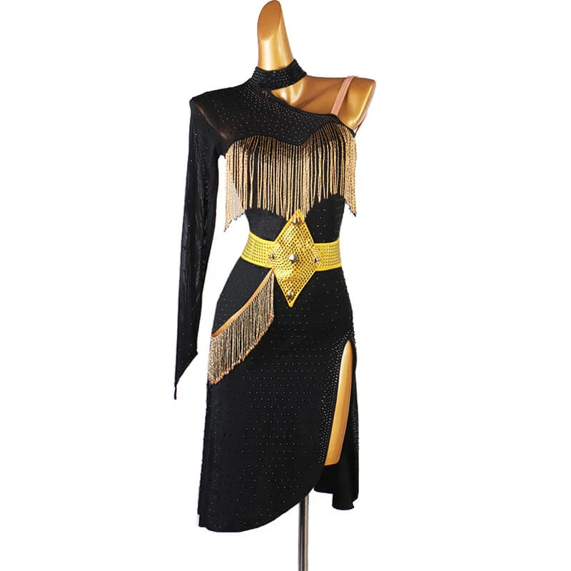 Asymmetric Backless One Sleeve Latin Dress