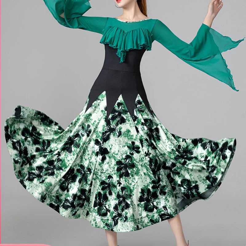 Patchwork Floral Ballroom Dance Dress