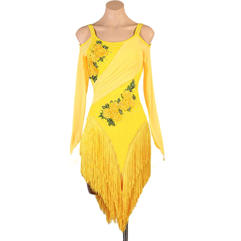Flower Embroidery Latin Dance Dress