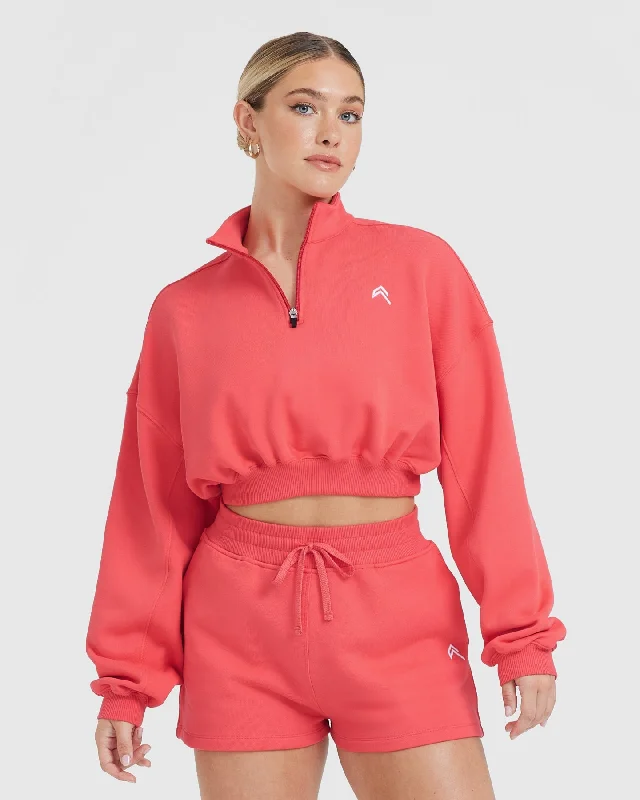 All Day Lightweight Crop 1/4 Zip Sweatshirt | Sweet Red