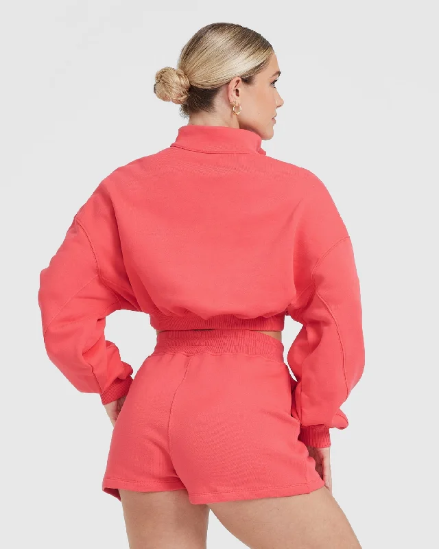 All Day Lightweight Crop 1/4 Zip Sweatshirt | Sweet Red