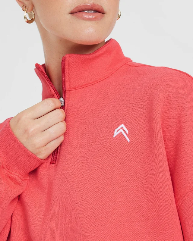 All Day Lightweight Crop 1/4 Zip Sweatshirt | Sweet Red