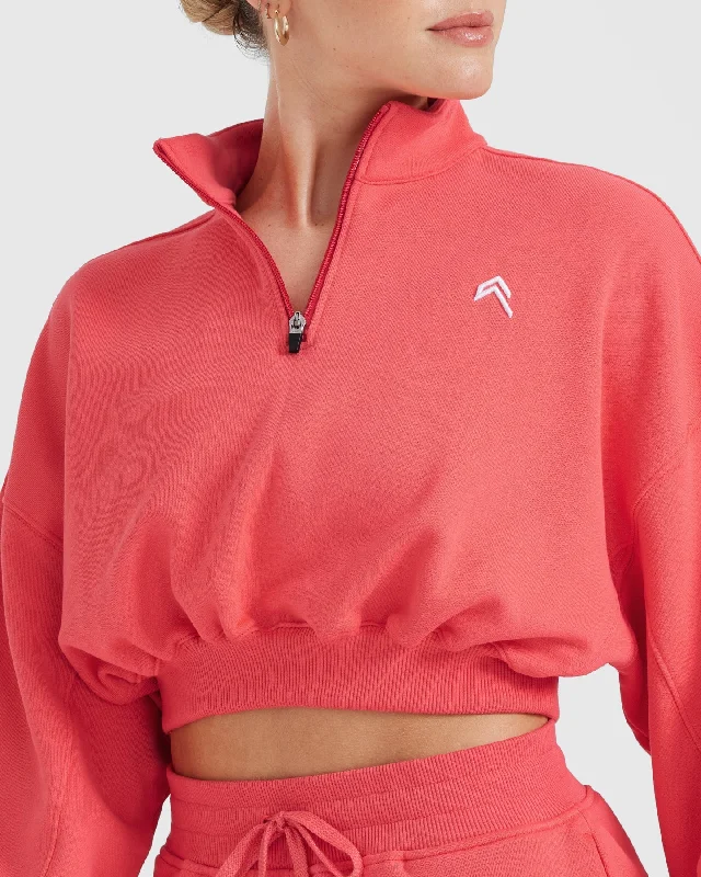 All Day Lightweight Crop 1/4 Zip Sweatshirt | Sweet Red