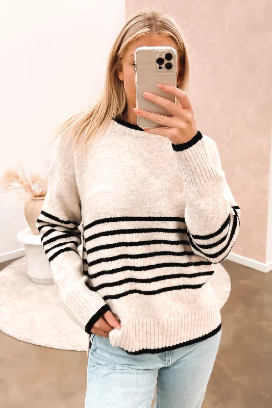 Blakely Knit Jumper Oatmeal Black