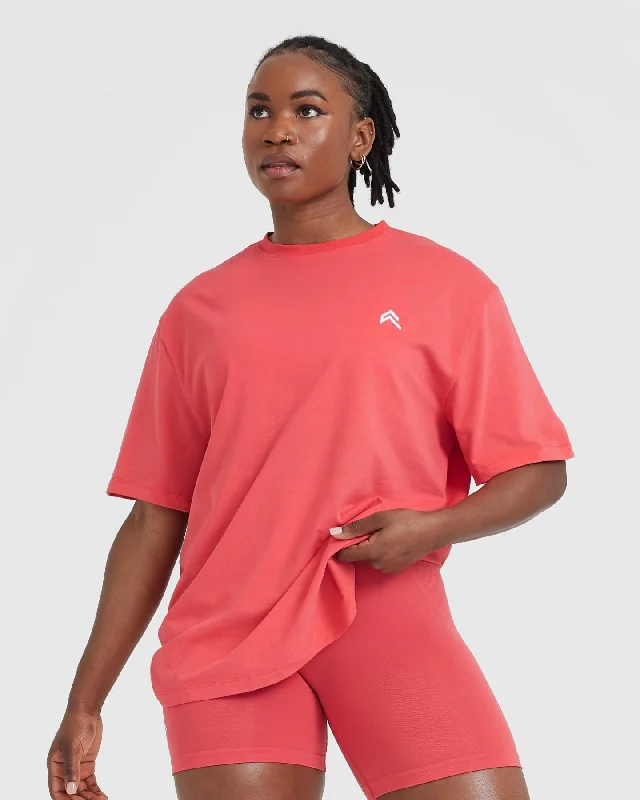 Classic Oversized Lightweight T-Shirt | Washed Sweet Red