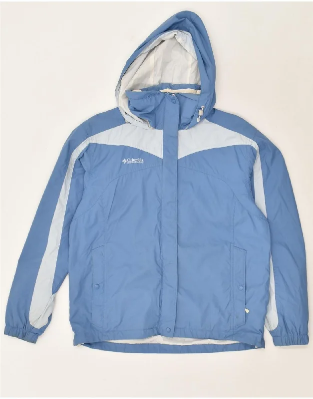 COLUMBIA Womens Hooded Windbreaker Jacket UK 14 Medium Blue Colourblock