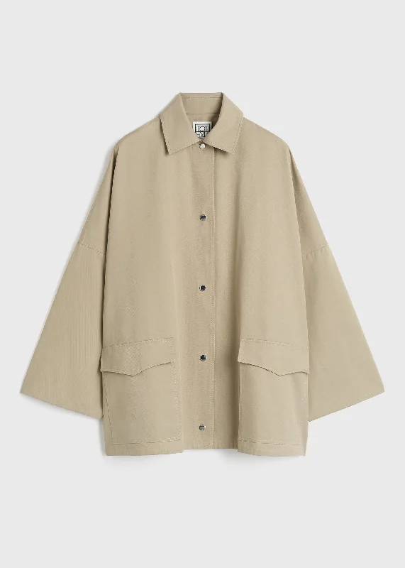 Cotton twill overshirt jacket fawn