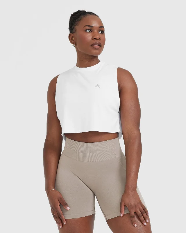 Go To Muscle Crop Vest | White