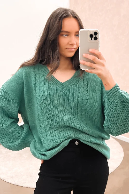 Mae Knit Teal Green