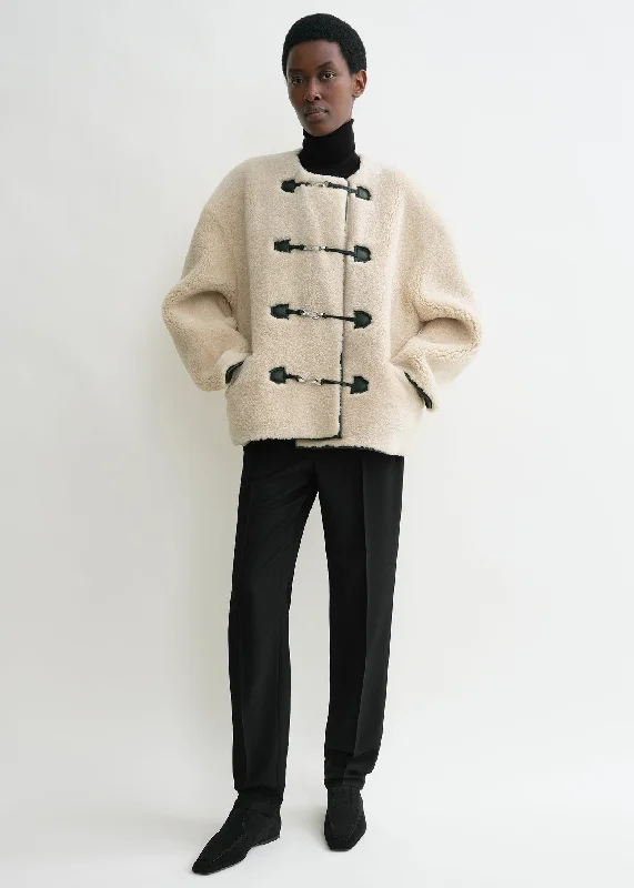 Teddy shearling clasp jacket off-white