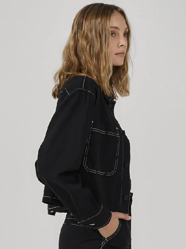 Union Crop Overshirt - Black