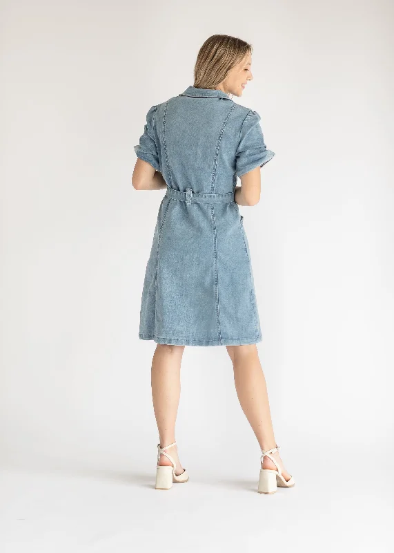 Button Up Patch Pocket Denim Midi Dress - FINAL SALE