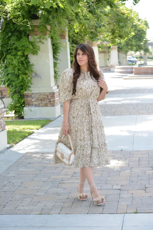 Elaine Taupe Floral Dress