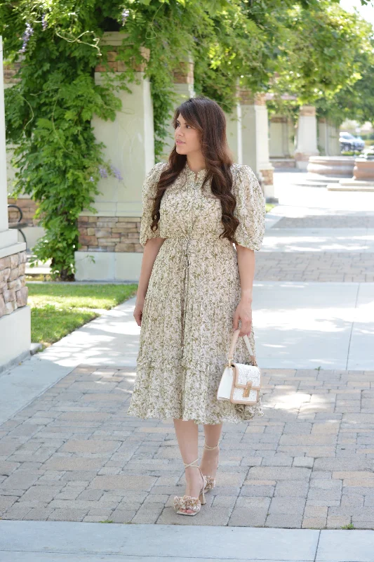 Elaine Taupe Floral Dress