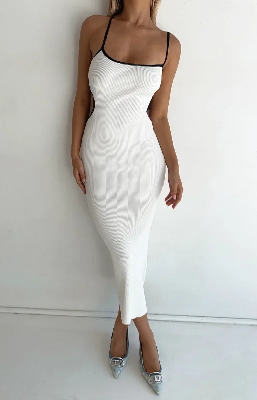 Jaelynn White Knit Maxi Dress