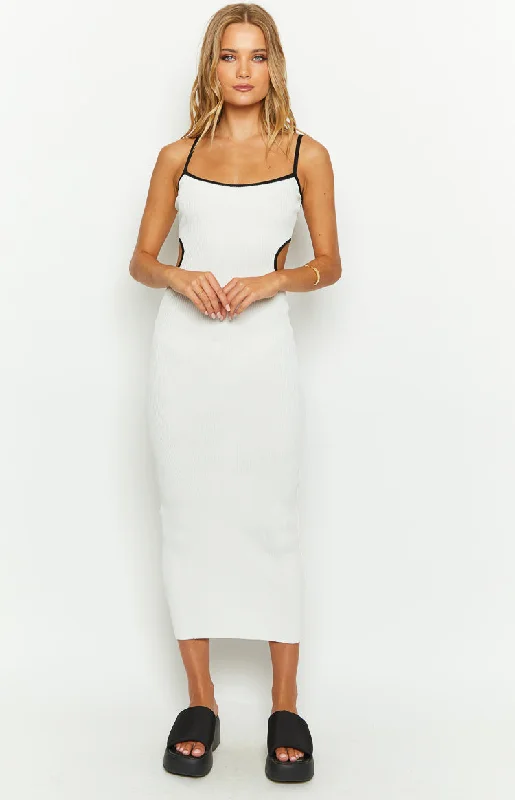 Jaelynn White Knit Maxi Dress