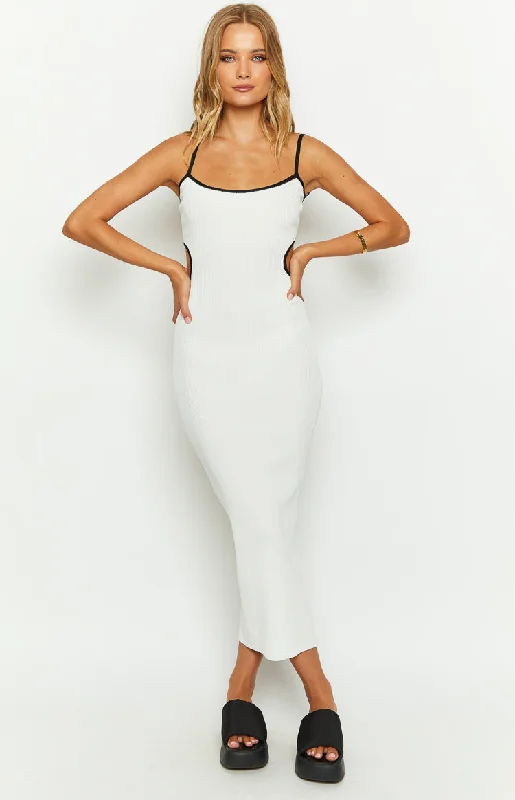 Jaelynn White Knit Maxi Dress