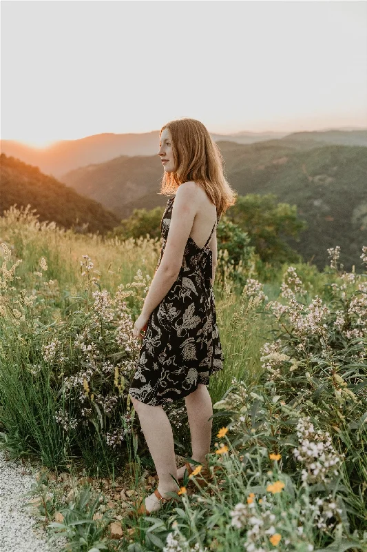 Juniper Dress in Black Woodland Wonder