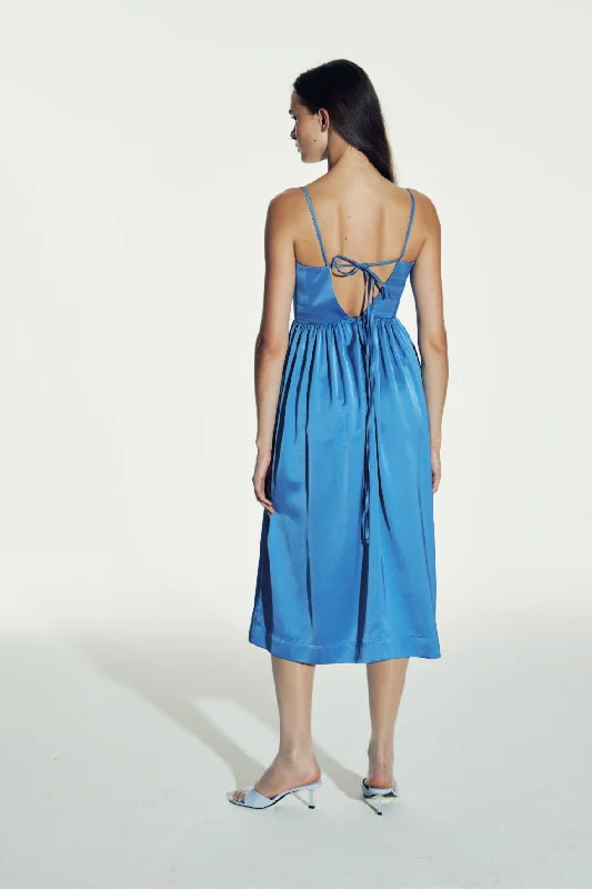 Liette Satin Midi Dress in Ultramarine