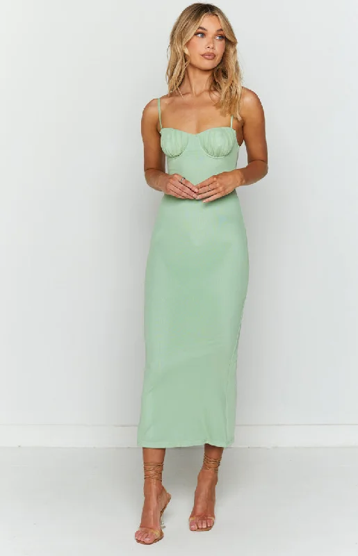 Long Island Green Midi Mesh Dress