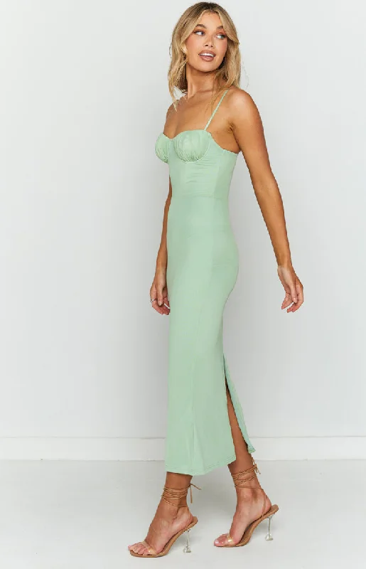 Long Island Green Midi Mesh Dress