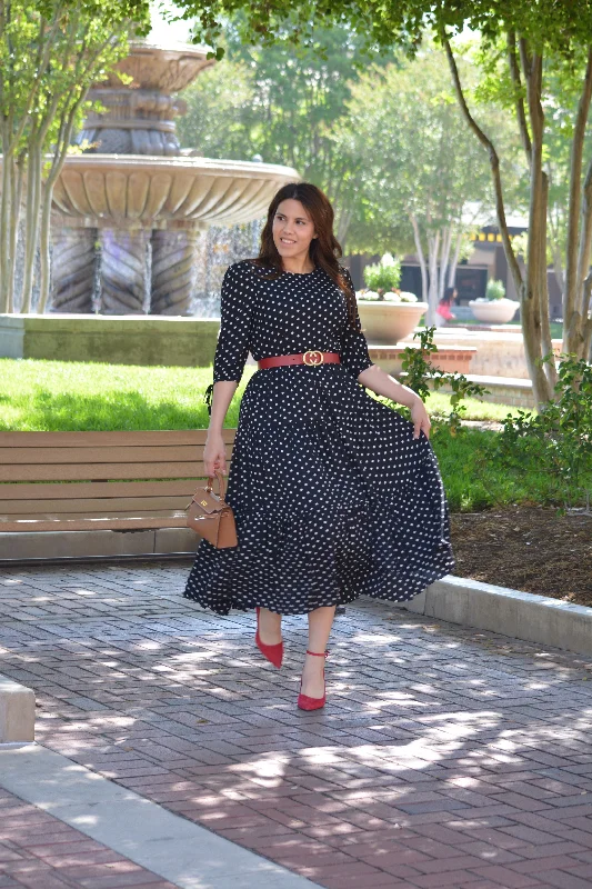 Marbella Black Polkadot Maxi Dress