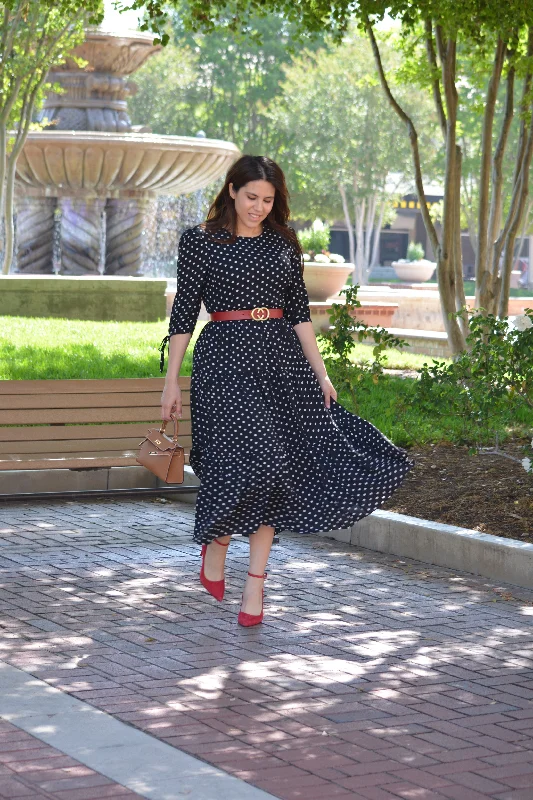 Marbella Black Polkadot Maxi Dress