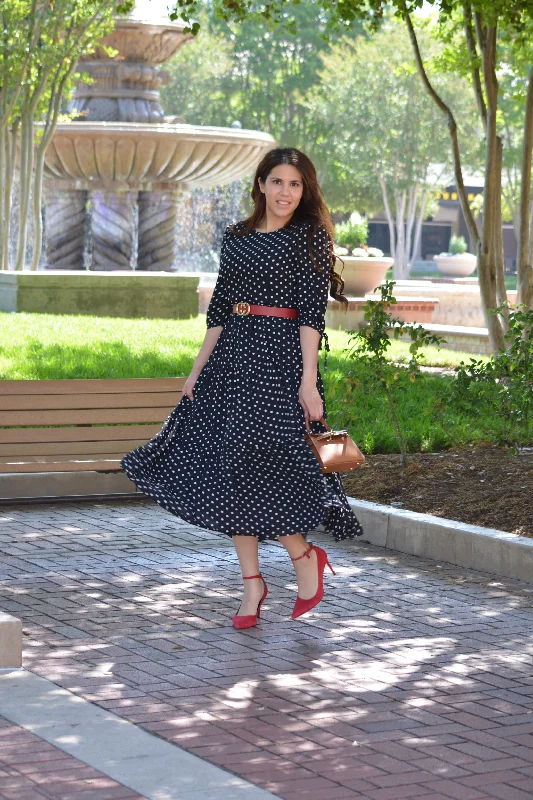 Marbella Black Polkadot Maxi Dress